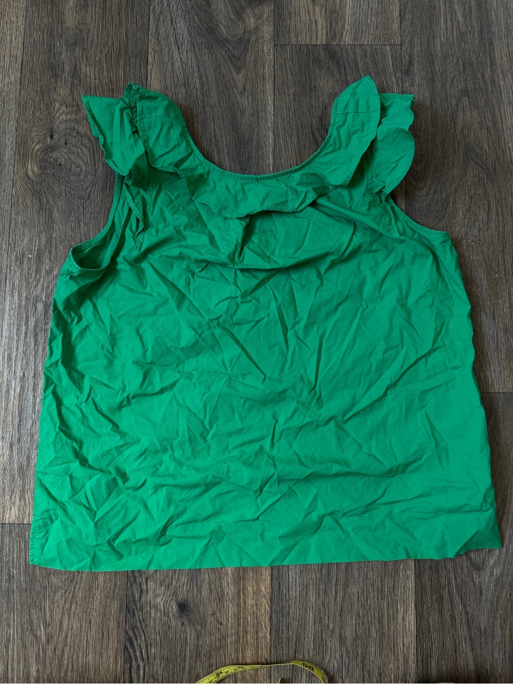 J.CREW Women’s Green Scoop Neck Sleeveless Ruffle 100% Cotton Tank Top 10